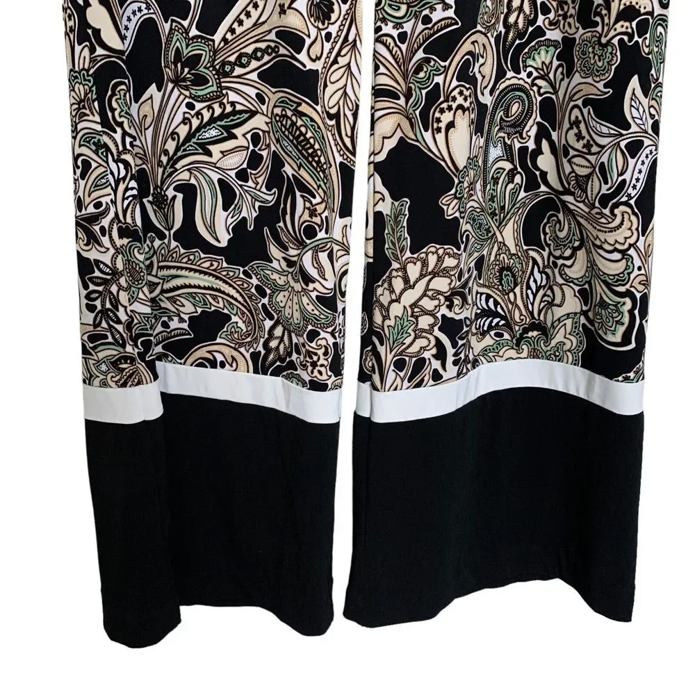 New York & Co Pants Womens Large Palazzo Wide Leg Lounge Pants Paisley Wide Hem - Picture 3 of 12